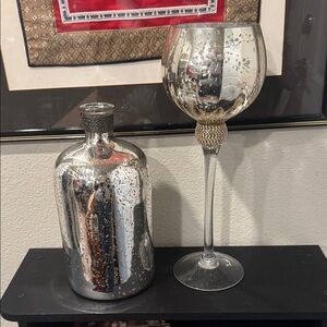 Silver Textured Decorative Bottle